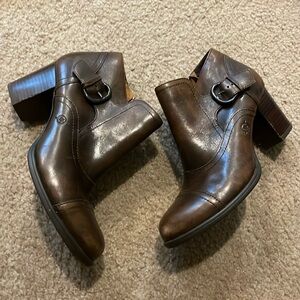 Born Brown Leather Ankle Boots Sz:9